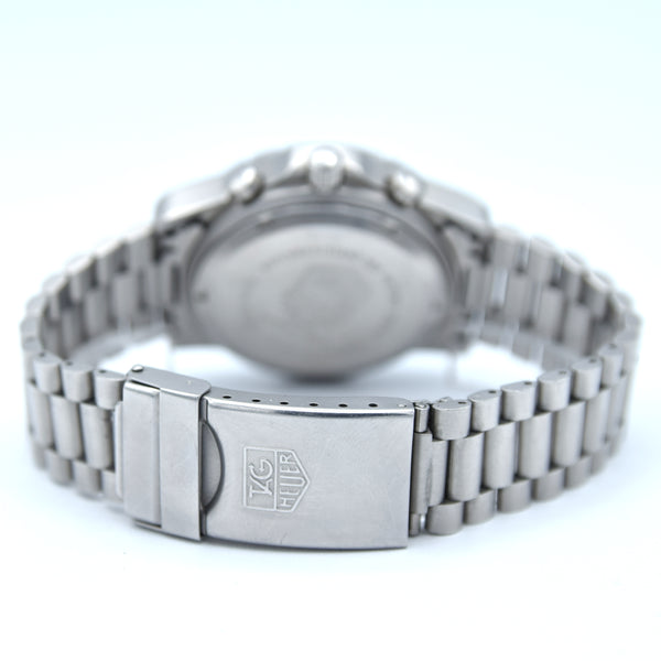1985 TAG Heuer 2000 Series Chronograph Watch Model 272.006/1 Stainless Steel on Fliplock Bracelet with Box and Books Hardly Used