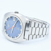 1976 Longines Large Ultronic Date Tonneau Wristwatch with Electric Blue Dial Model 8479 in Stainless Steel Case on Bracelet with Box