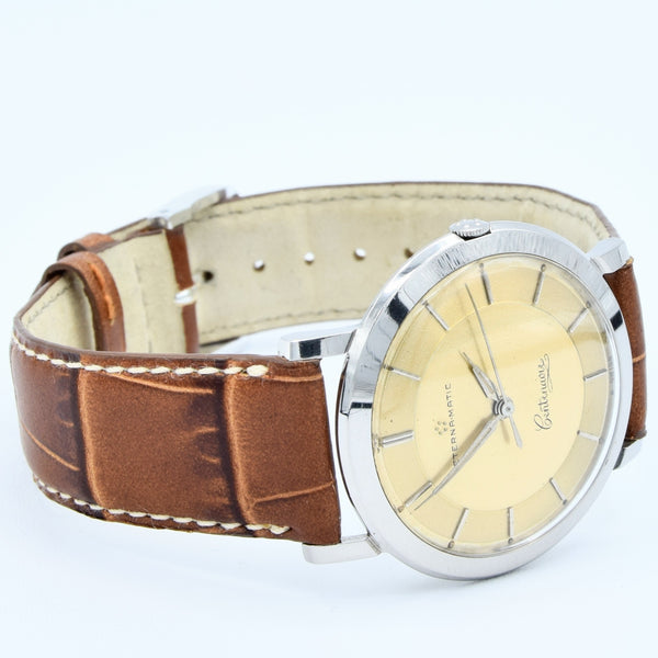 1958 Sleek Eterna-Matic Centenaire Automatic Wristwatch with Stunning Two Tone Original Champagne Dial