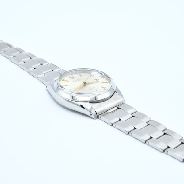 1963 Rolex Oyster Date Precision Model 6694 with Satin Silver Dial and Arrow Markers in Stainless Steel on Oyster Bracelet