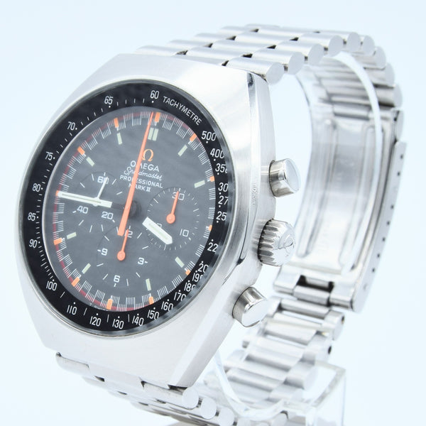 1973 Rare & Unusual Omega Speedmaster Professional Mk2 Racing Chronograph 145.014 with Grey & Orange Dial in Stainless Steel on Bracelet with Extract