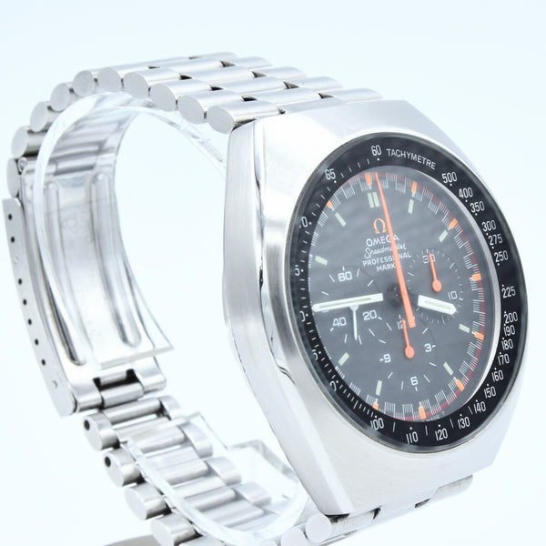 1973 Rare & Unusual Omega Speedmaster Professional Mk2 Racing Chronograph 145.014 with Grey & Orange Dial in Stainless Steel on Bracelet with Extract