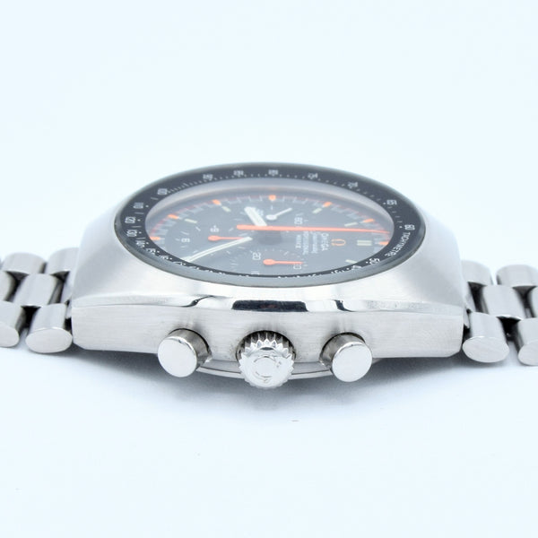 1973 Rare & Unusual Omega Speedmaster Professional Mk2 Racing Chronograph 145.014 with Grey & Orange Dial in Stainless Steel on Bracelet with Extract