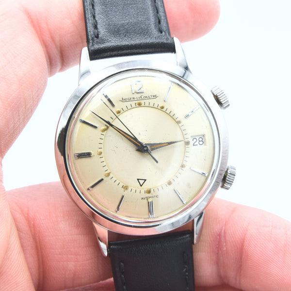 1968 Jaeger LeCoultre Jumbo Memovox Alarm Date Wristwatch Model 855 in Stainless Steel Caliber 825
