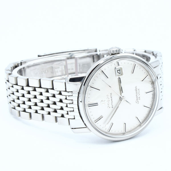 1966 Omega Automatic Seamaster De Ville Date 166020 One of the First Quick Date Change Models & Original Beads of Rice Bracelet in Steel
