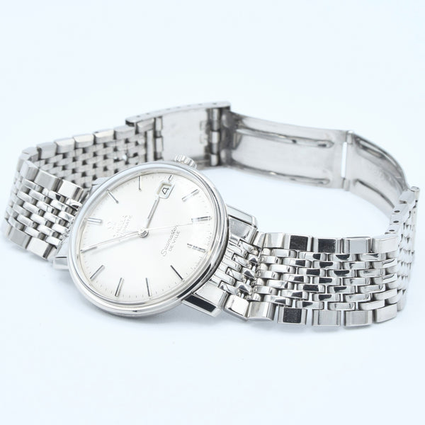 1966 Omega Automatic Seamaster De Ville Date 166020 One of the First Quick Date Change Models & Original Beads of Rice Bracelet in Steel