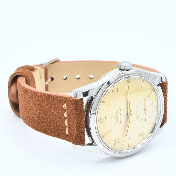 1956 Omega Seamaster Manual Wind with Sub Seconds and Mixed Arabic Figures Model 2937 in Stainless Steel