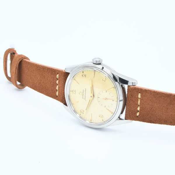 1956 Omega Seamaster Manual Wind with Sub Seconds and Mixed Arabic Figures Model 2937 in Stainless Steel