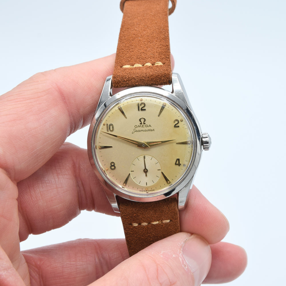 1956 Omega Seamaster Manual Wind with Sub Seconds and Mixed Arabic Figures Model 2937 in Stainless Steel