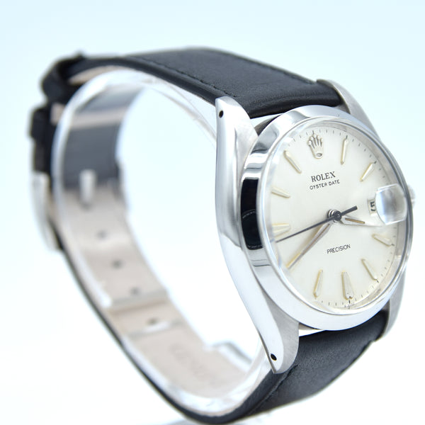 1961 Rolex Oysterdate Precision 6694 Wristwatch with Arrow Markers in Stainless Steel with Rolex Strap & Buckle