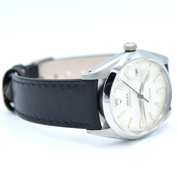 1961 Rolex Oysterdate Precision 6694 Wristwatch with Arrow Markers in Stainless Steel with Rolex Strap & Buckle