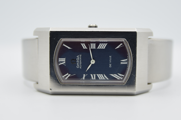 1973 Omega Rare & Special De Ville Automatic Stainless Steel Bracelet Watch 155.006 Blue Dial & Roman Numerals
