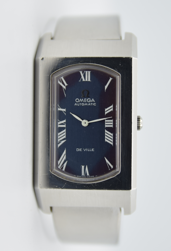 1973 Omega Rare & Special De Ville Automatic Stainless Steel Bracelet Watch 155.006 Blue Dial & Roman Numerals
