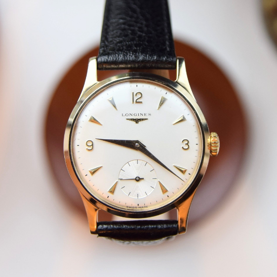 1964 Longines Solid 9ct Gold Dress Watch with Mixed Arrow and Arabic Numerals and Immaculate Dial Model 13322 Caliber 30L