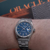 1971 Rolex Oyster Perpetual Date Model 1501 with Mosaic Blue Dial and Engine-Turned Bezel in Stainless Steel