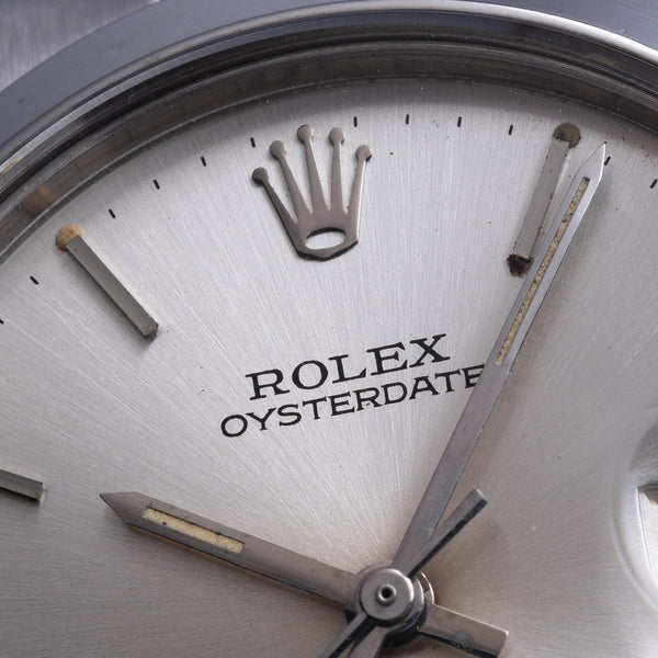 1966 Rolex Oyster Date Precision Classic Model 6694 with Satin Silver Dial and Chrome Markers in Stainless Steel on Oyster Bracelet