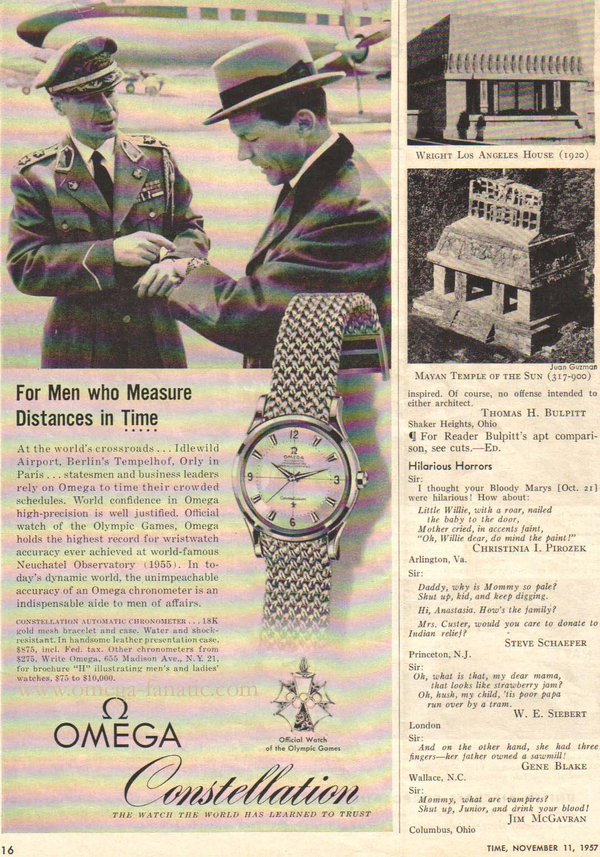 1962 Omega Constellation with Stunning Cross-Hair Pie Pan Model 14902 with Dog Legs on Flat Beads of Rice Bracelet
