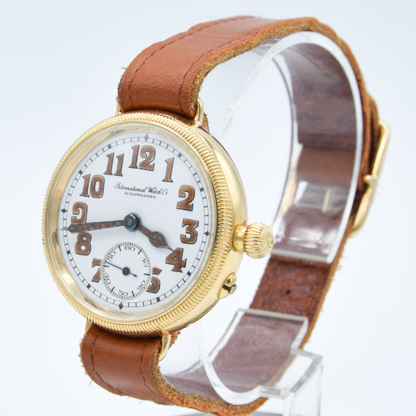1926 International Watch Company (IWC) Rare Trench Style Borgel Officers Watch in 18ct Gold