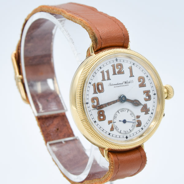 1926 International Watch Company (IWC) Rare Trench Style Borgel Officers Watch in 18ct Gold