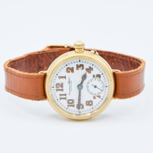 1926 International Watch Company (IWC) Rare Trench Style Borgel Officers Watch in 18ct Gold