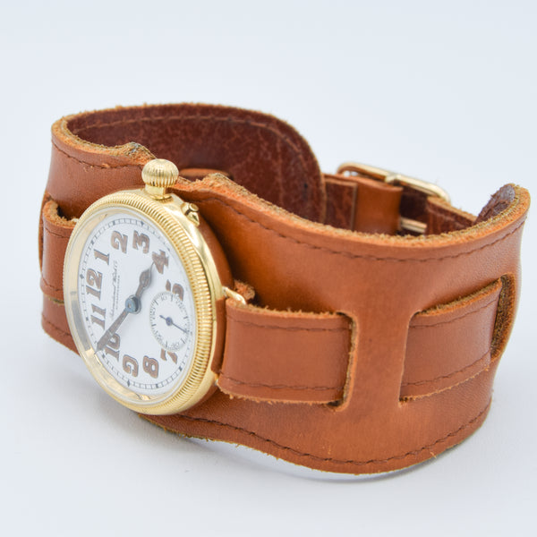 1926 International Watch Company (IWC) Rare Trench Style Borgel Officers Watch in 18ct Gold