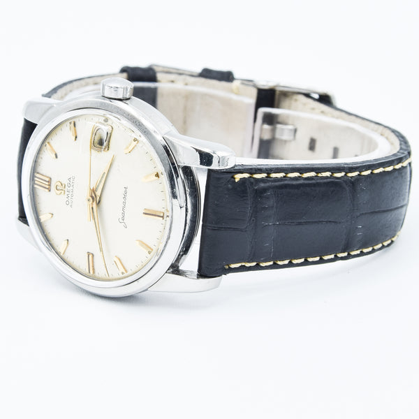 1958 Omega Seamaster Automatic Date Wristwatch Model 2849 with Original Off-White Dial in Stainless Steel