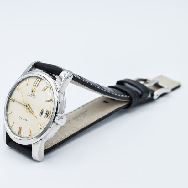 1958 Omega Seamaster Automatic Date Wristwatch Model 2849 with Original Off-White Dial in Stainless Steel