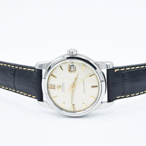 1958 Omega Seamaster Automatic Date Wristwatch Model 2849 with Original Off-White Dial in Stainless Steel
