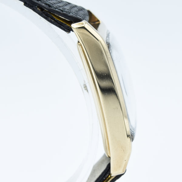 1937 Cyma Rectangular Early Waterproof Patent Deco Wristwatch with Arabic Dial in 9ct Gold