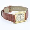1980s Cartier Ladies Tank 925 Sterling Silver Gilt Vermeil Mechanical Manual Wind with Classic Roman Dial