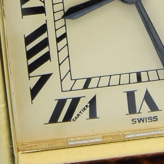 1980s Cartier Ladies Tank 925 Sterling Silver Gilt Vermeil Mechanical Manual Wind with Classic Roman Dial