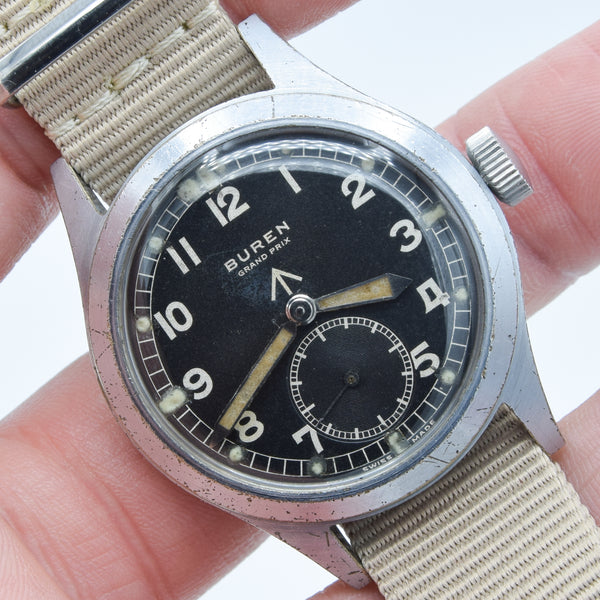 1945 Buren Grand Prix British Military Issue WWW Dirty Dozen Wristwatch Army