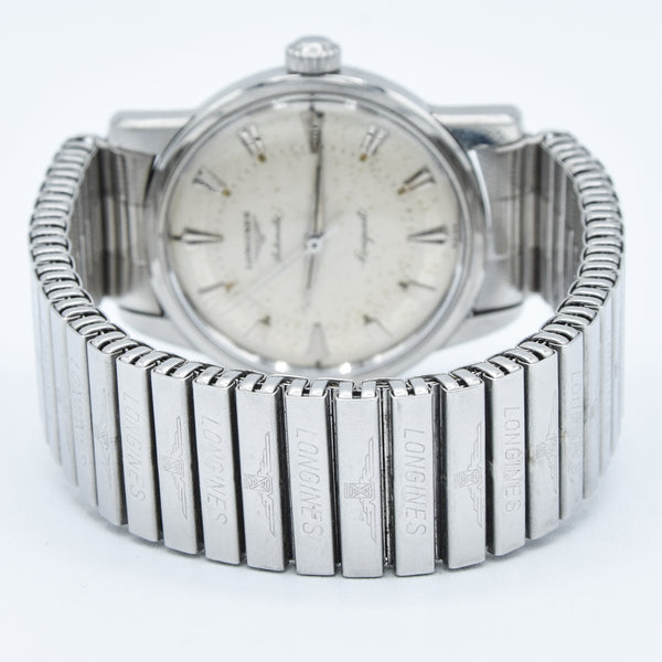 1959 Longines Conquest Model 9000 Full Set in Stainless Steel on Bracelet with Box and Papers & Tags