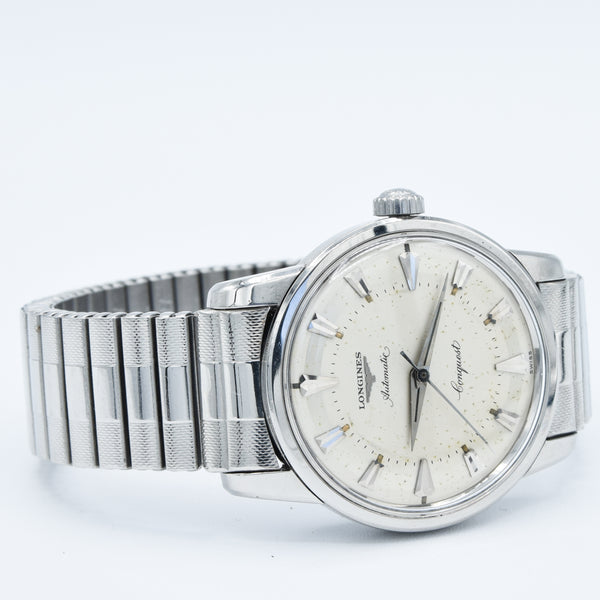 1959 Longines Conquest Model 9000 Full Set in Stainless Steel on Bracelet with Box and Papers & Tags