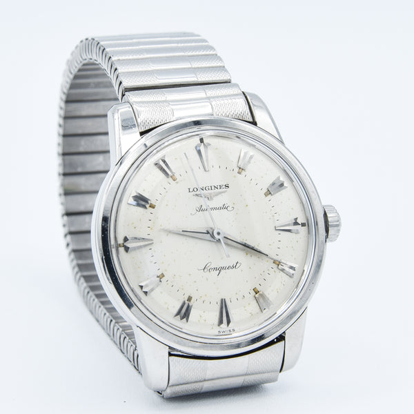 1959 Longines Conquest Model 9000 Full Set in Stainless Steel on Bracelet with Box and Papers & Tags