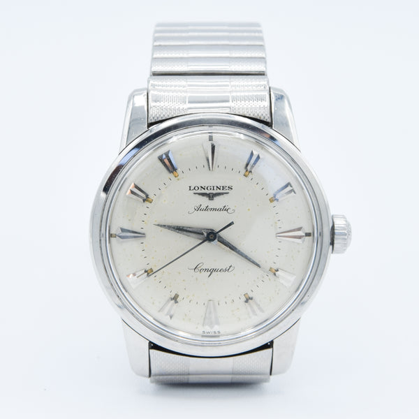 1959 Longines Conquest Model 9000 Full Set in Stainless Steel on Bracelet with Box and Papers & Tags
