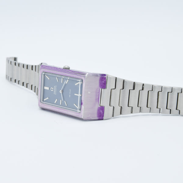 1974 Omega Rare & Special De Ville New Old Stock Automatic Stainless Steel Bracelet Watch 155.007 Blue Dial