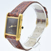 1970s Cartier Ladies Tank Mechanical Manual Wind with Unique Patina Dial in 925 Sterling Silver Gilt Vermeil Case