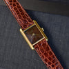 1970s Cartier Ladies Tank Mechanical Manual Wind with Unique Patina Dial in 925 Sterling Silver Gilt Vermeil Case