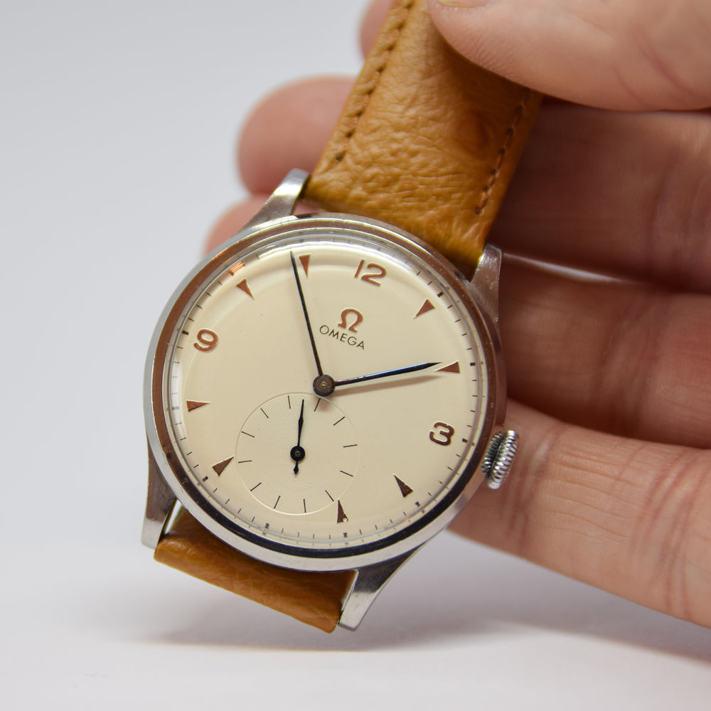 1938 Omega Large Jumbo 38mm in Stainless Steel Case with Sub Seconds Fully Restored