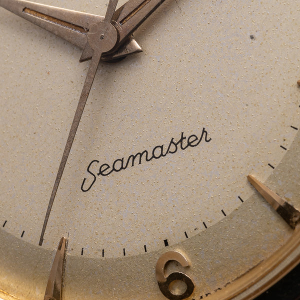 1958 Rare Omega Seamaster Automatic with Two Tone Dial in Solid Heavy 18ct Gold Dennison English Omega Case