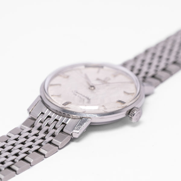 1967 Omega Seamaster Automatic De Ville Linen Dial Model 165.020 Cal 552 on Flat Beads of Rice Bracelet