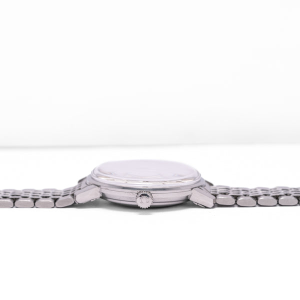 1967 Omega Seamaster Automatic De Ville Linen Dial Model 165.020 Cal 552 on Flat Beads of Rice Bracelet
