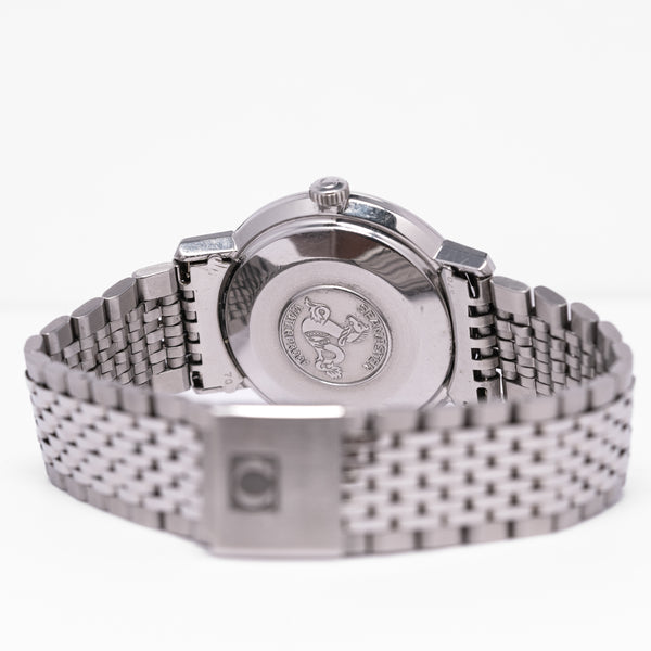 1967 Omega Seamaster Automatic De Ville Linen Dial Model 165.020 Cal 552 on Flat Beads of Rice Bracelet