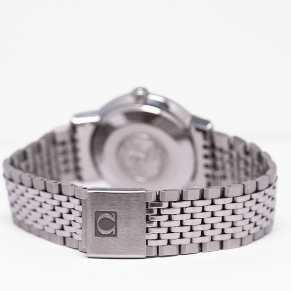 1967 Omega Seamaster Automatic De Ville Linen Dial Model 165.020 Cal 552 on Flat Beads of Rice Bracelet