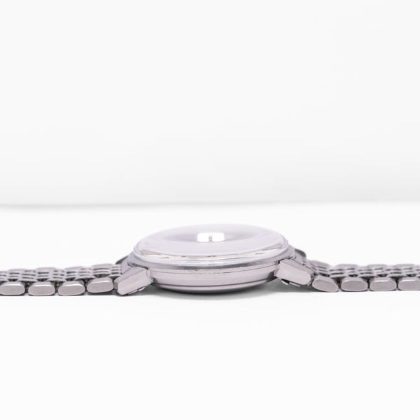 1967 Omega Seamaster Automatic De Ville Linen Dial Model 165.020 Cal 552 on Flat Beads of Rice Bracelet