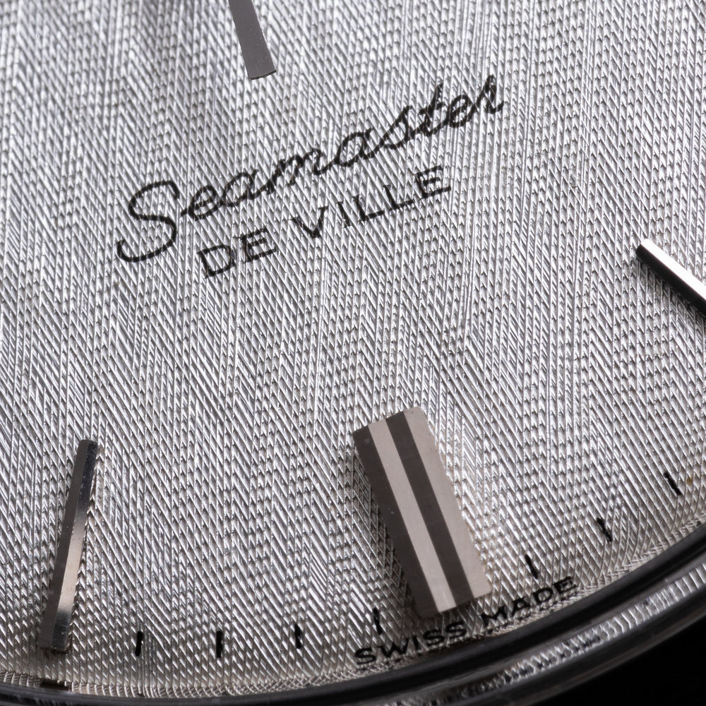 1967 Omega Seamaster Automatic De Ville Linen Dial Model 165.020 Cal 552 on Flat Beads of Rice Bracelet