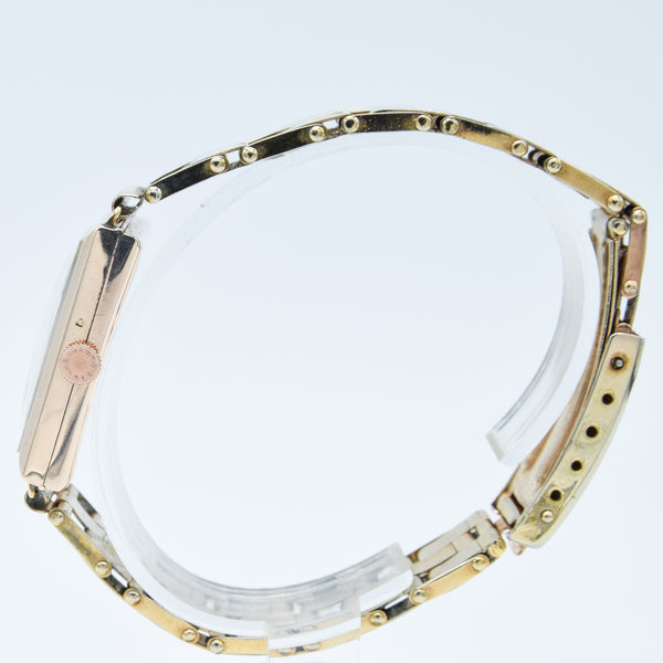 1933 E.J. Frankland & Co. Ltd, Ludgate Circus Rectangular Early Deco Special Doctors Duo Dial Wristwatch in 9ct Gold English-Made Case