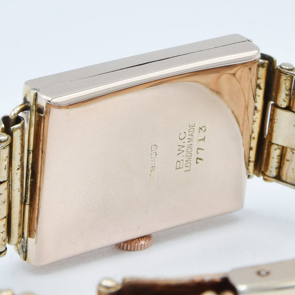 1933 E.J. Frankland & Co. Ltd, Ludgate Circus Rectangular Early Deco Special Doctors Duo Dial Wristwatch in 9ct Gold English-Made Case