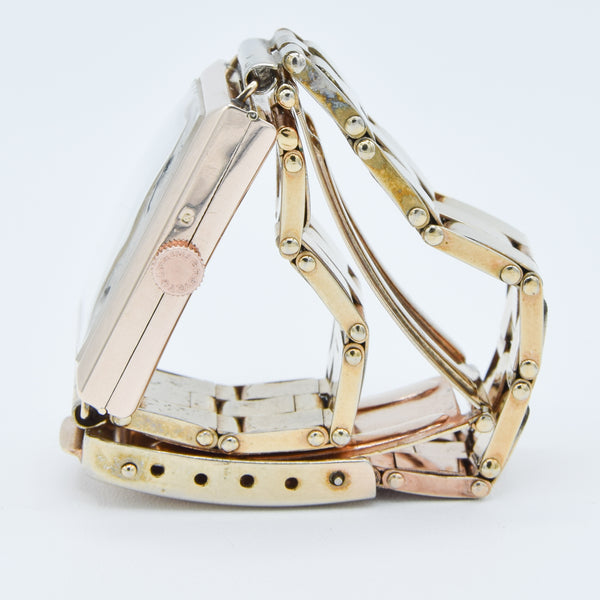 1933 E.J. Frankland & Co. Ltd, Ludgate Circus Rectangular Early Deco Special Doctors Duo Dial Wristwatch in 9ct Gold English-Made Case